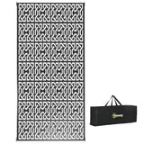 Reversible outdoor rug, 9' x 18' waterproof plastic straw floor mat,  black & white chain