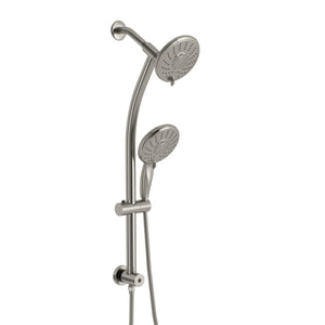 Dual Shower Head with Adjustable Slide Bar and Multi Function Settings - Pearl Silver or Gray