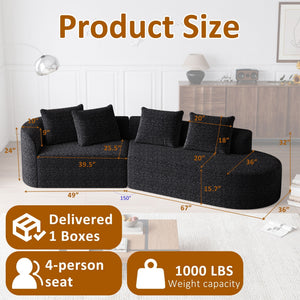 Upholstered Oversized Sectional Sofa - 4 Seater