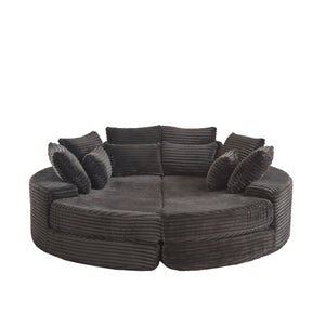 Round Oversized Sofa Bed With 5 Throw Pillows