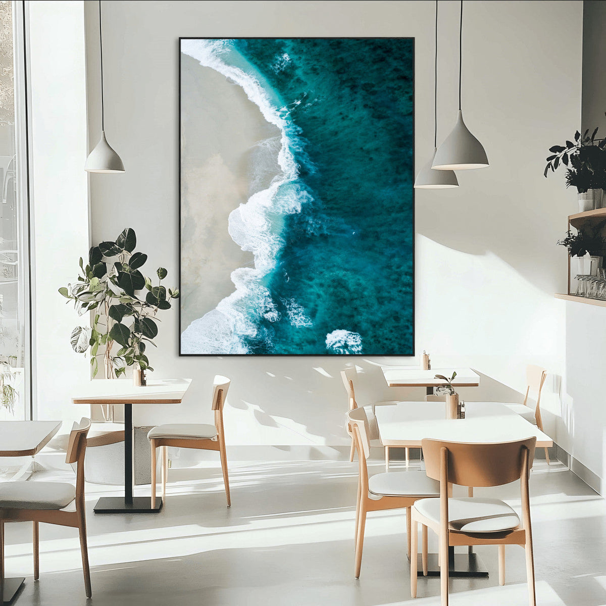 Aerial Ocean View Wall Art Canvas Print – Framed Coastal