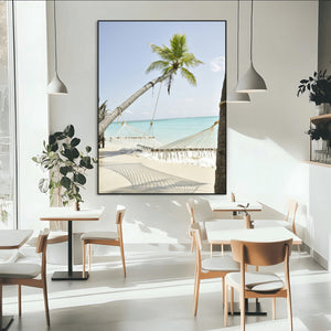 Beach Hammock Wall Art Canvas Print – Framed Tropical