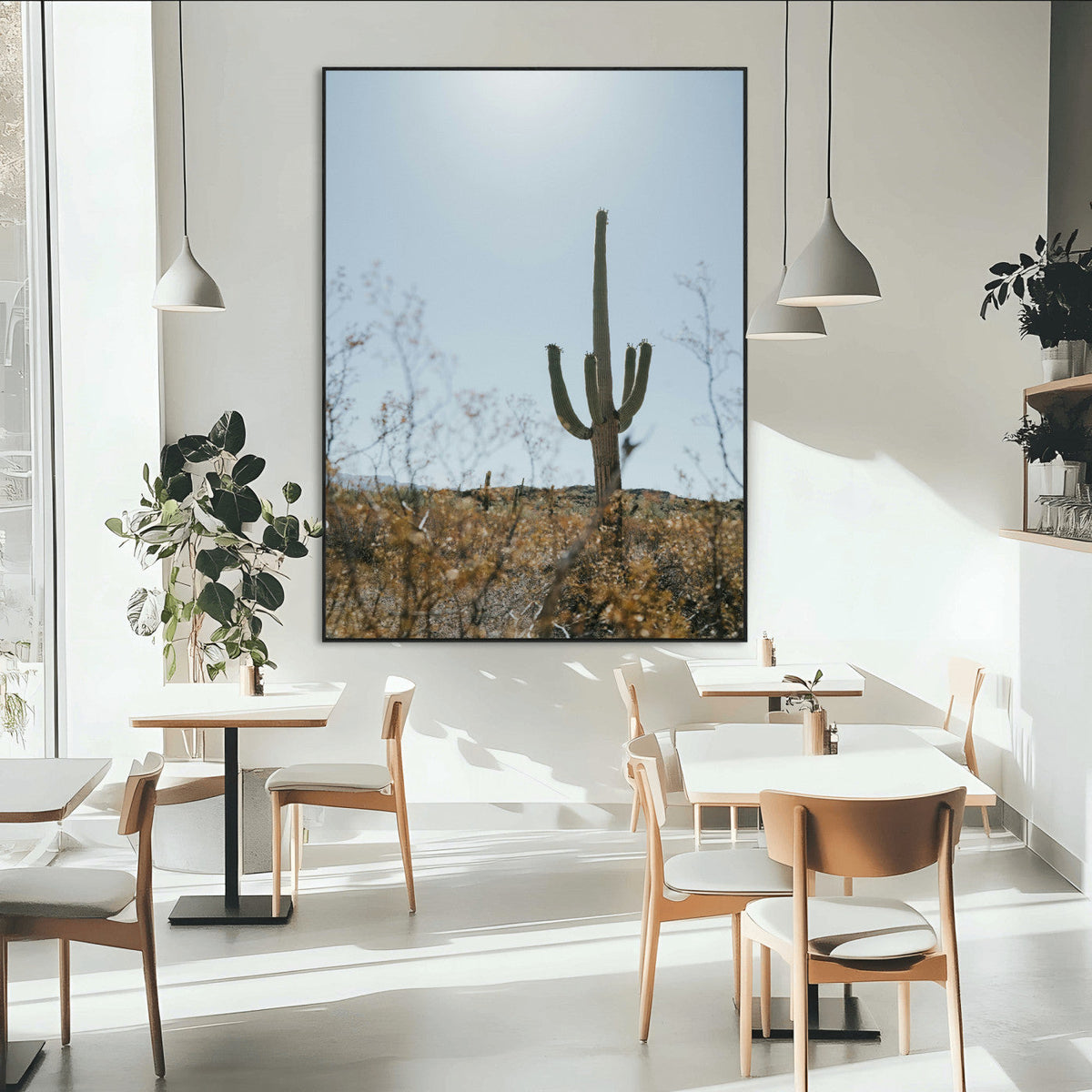 Saguaro Cactus Wall Art Canvas Print – Framed Southwestern