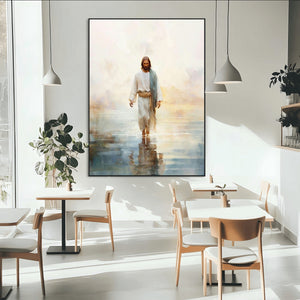 Jesus Walking on Water Wall Art Canvas Print, Christian Wall