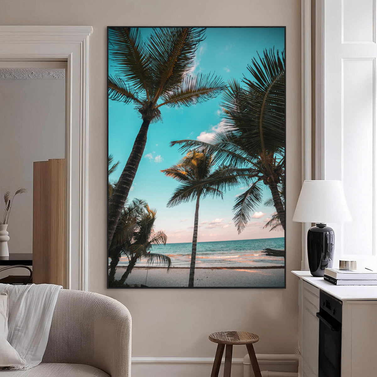 Palm Trees Wall Art Canvas Print – Framed Tropical Beach