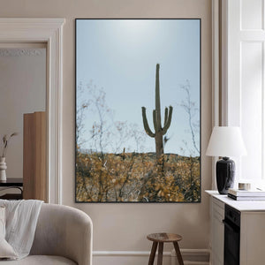 Saguaro Cactus Wall Art Canvas Print – Framed Southwestern