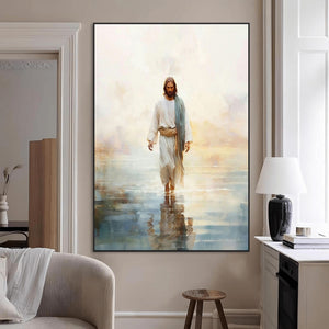 Jesus Walking on Water Wall Art Canvas Print, Christian Wall
