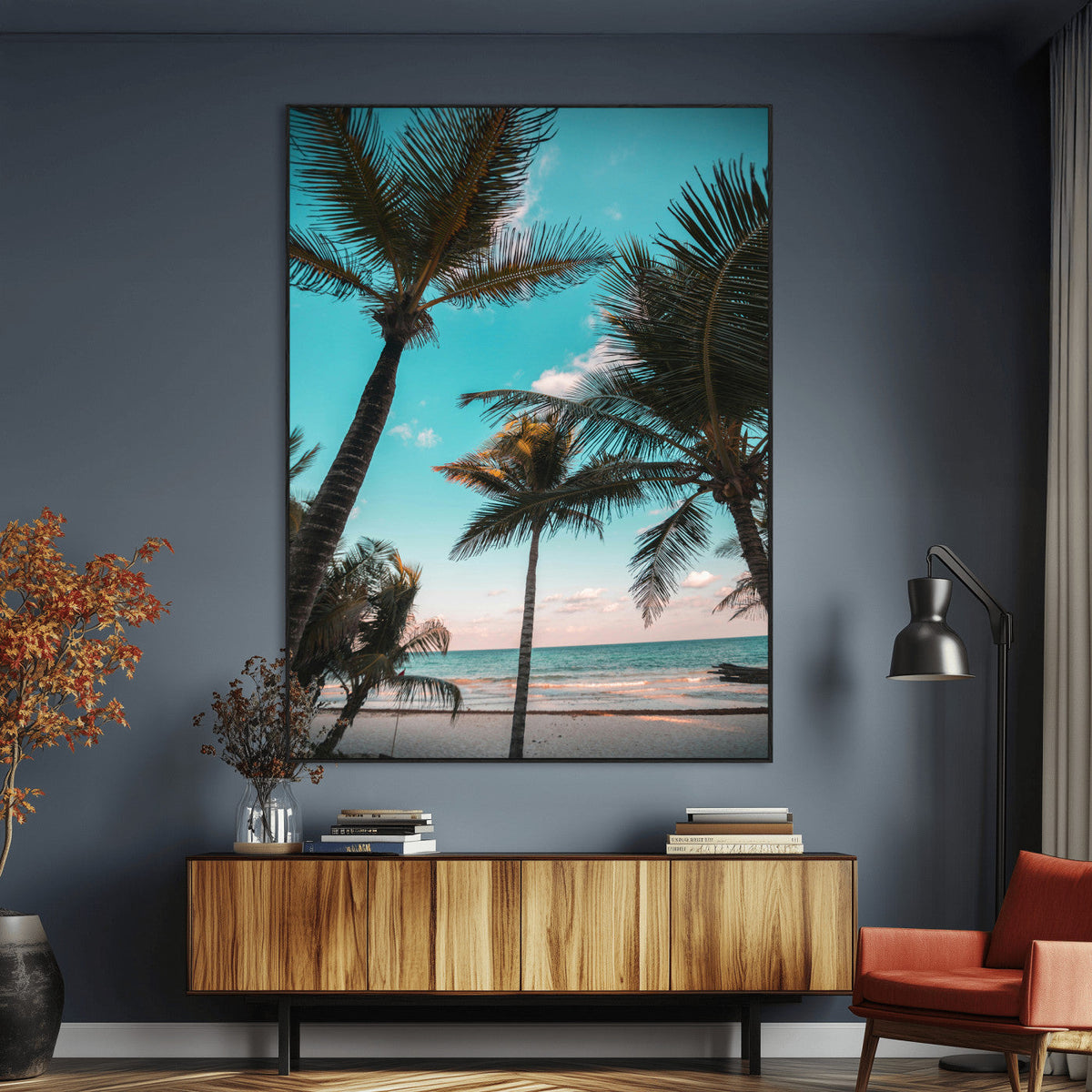 Palm Trees Wall Art Canvas Print – Framed Tropical Beach