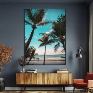 Palm Trees Wall Art Canvas Print – Framed Tropical Beach