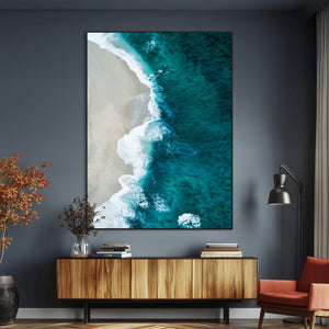 Aerial Ocean View Wall Art Canvas Print – Framed Coastal