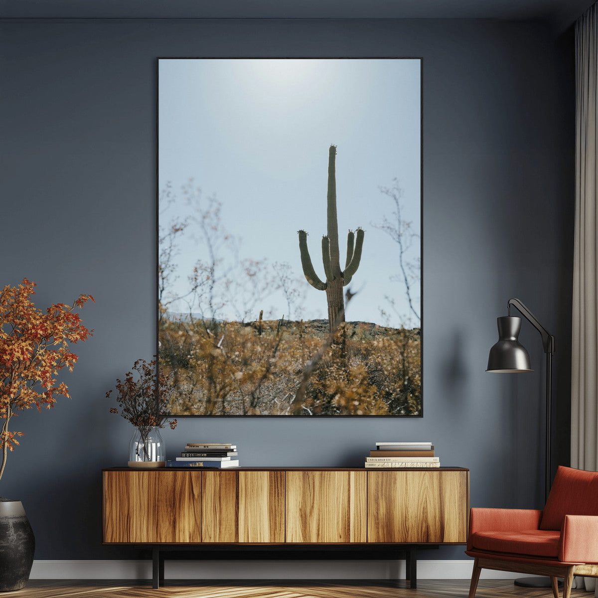 Saguaro Cactus Wall Art Canvas Print – Framed Southwestern