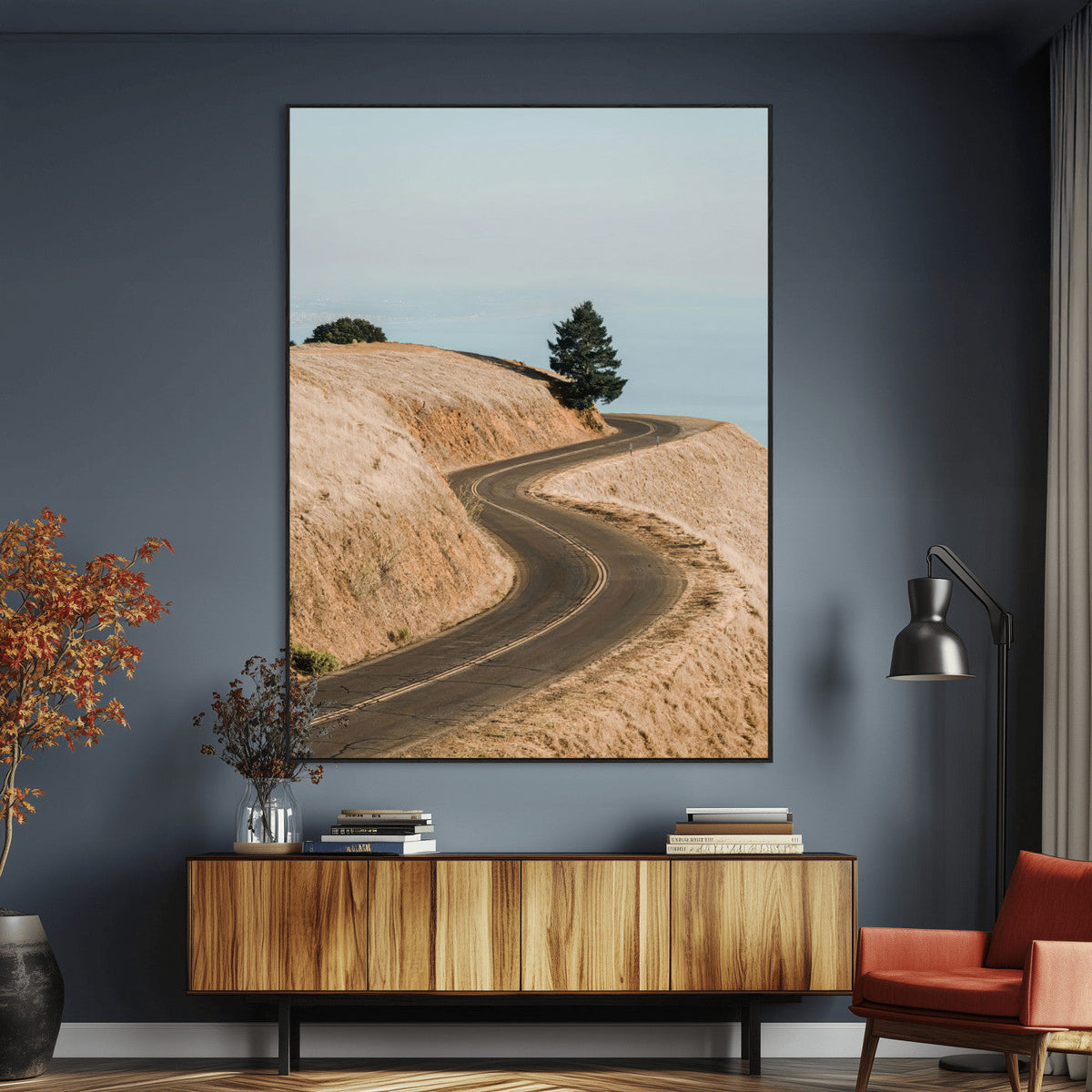 Winding Road Wall Art – Framed Scenic Landscape Canvas