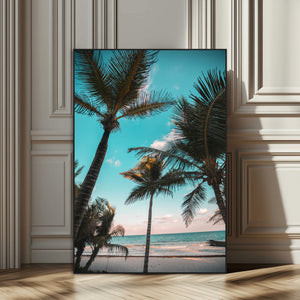 Palm Trees Wall Art Canvas Print – Framed Tropical Beach