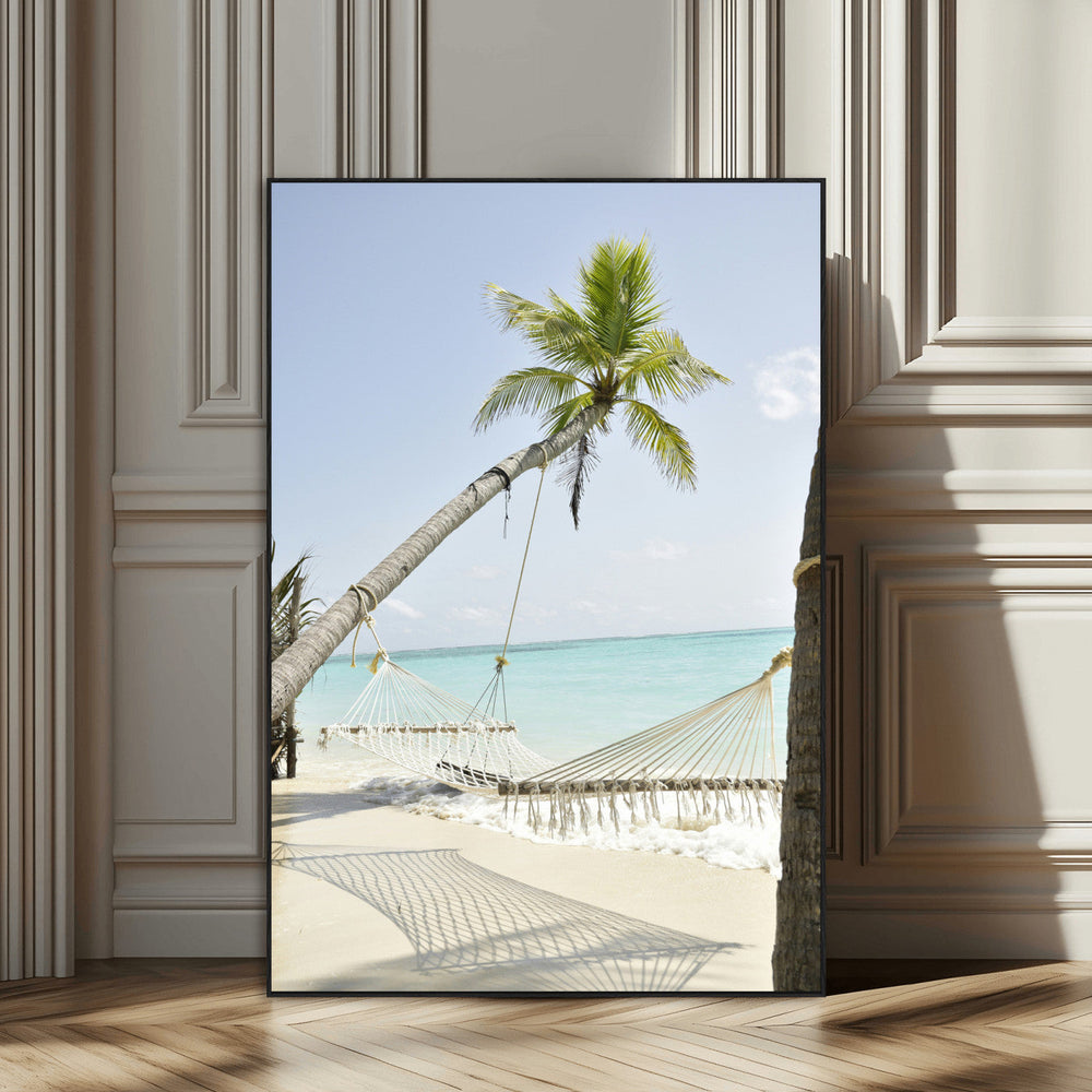 Beach Hammock Wall Art Canvas Print – Framed Tropical