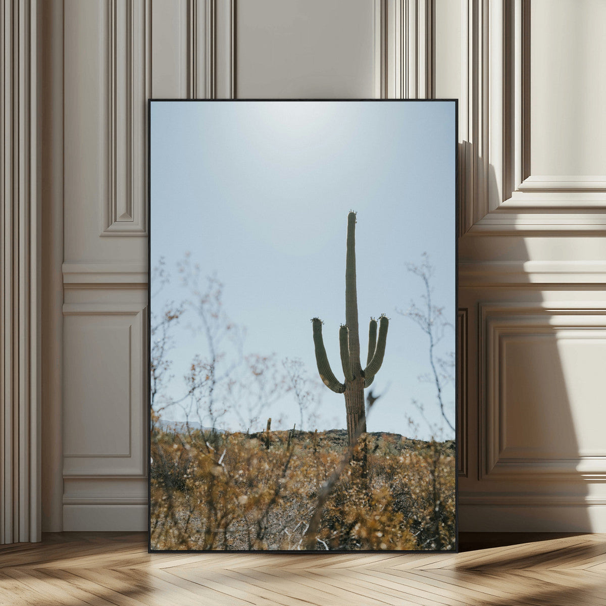 Saguaro Cactus Wall Art Canvas Print – Framed Southwestern