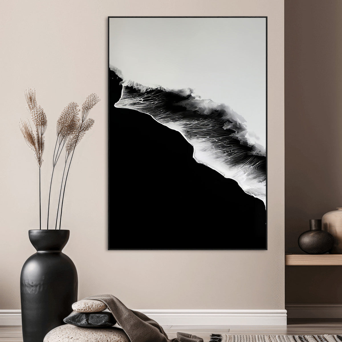Ocean Wave Wall Art Canvas Print – Framed Abstract