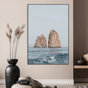 Faraglioni Capri Wall Art Canvas Print – Framed Serene Ocean