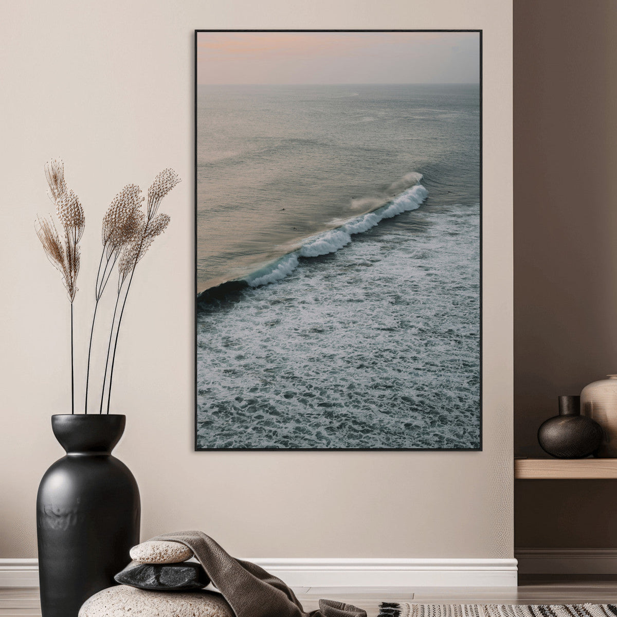 Ocean Waves Wall Art Canvas Print – Framed Coastal Serenity
