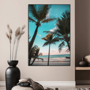 Palm Trees Wall Art Canvas Print – Framed Tropical Beach