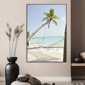 Beach Hammock Wall Art Canvas Print – Framed Tropical