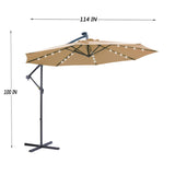 Outdoor Cantilever Patio Umbrella with 32 LED Lights, 10 ft