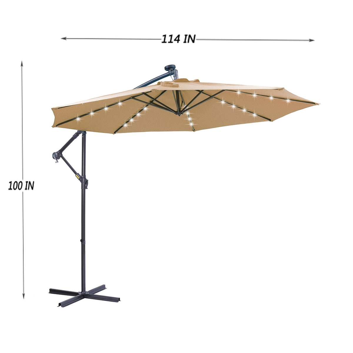 Outdoor Cantilever Patio Umbrella with 32 LED Lights, 10 ft