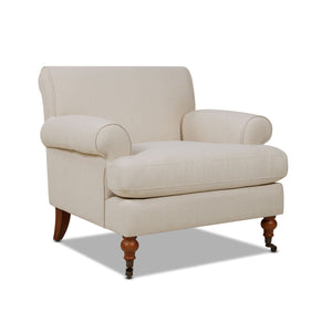 Accent Arm Chair with Casters – Solid Hardwood Frame - Blue or Beige