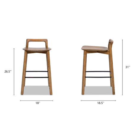 26.5" Low Back Counter Stool with Iron Footrest