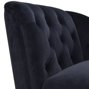 58" Velvet Chaise Lounge with Nailhead Trim and Solid Wood Legs