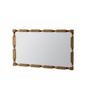 Gold Bamboo-Style Rectangular Wall Mirror, Textured Frame for Living Room/Bedroom/Entryway Decor