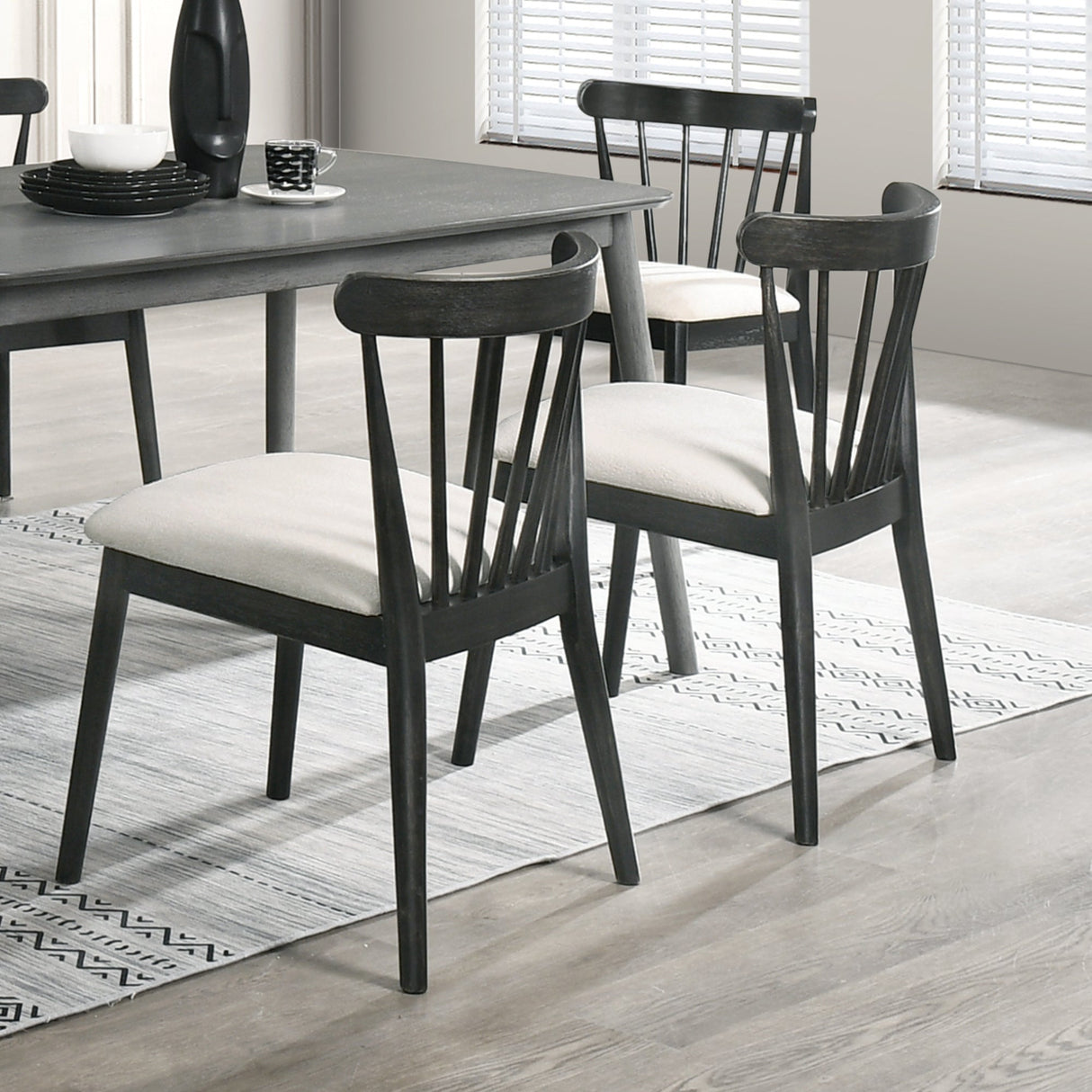 Modern Spindle Back Dining Chairs, Set of 2