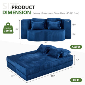 Queen Size Foldable Sofa Bed Chenille Futon Couch