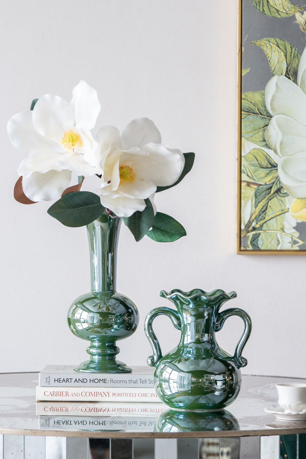 Aesthetic Round Dining Table with Floral Design