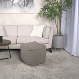 Amuleto Hand Loomed Cotton Pouf - Dark Gray / Brown