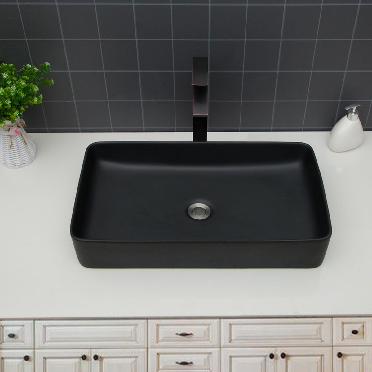 Modern Ceramic Rectangular Bathroom Vessel Sink With European Design