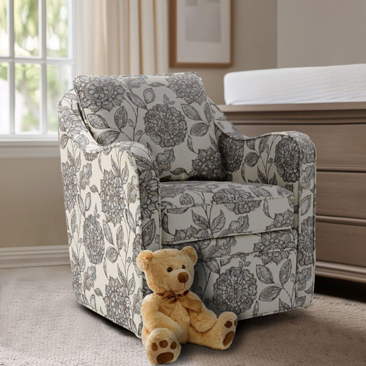 Wide Seat Arm Chair With 360 Degree Rotation