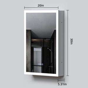 LED Lighted Medicine Cabinet with Mirror, 20"x30"