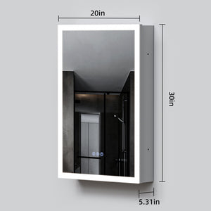 LED Lighted Medicine Cabinet with Mirror, 20"x30"
