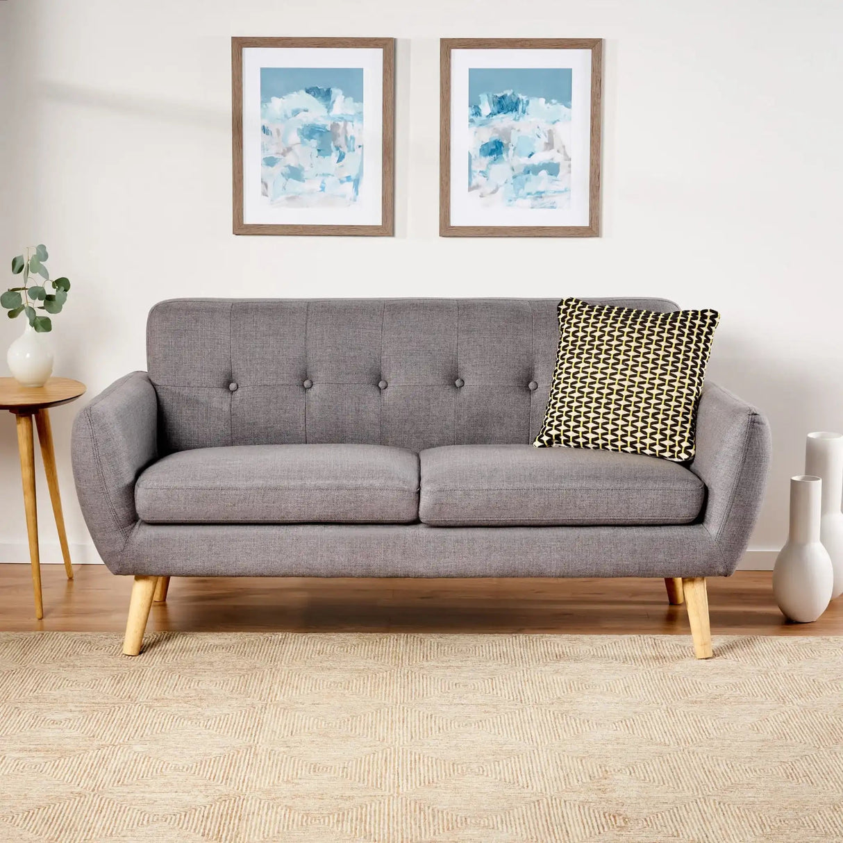 Modern Loveseat Sofa With Button Tufted Backrest