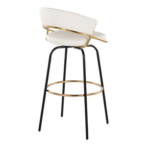 Jie - Fixed Height Contemporary Barstool With Swivel Round Footrest (Set of 2)