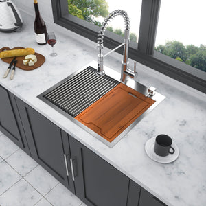 Stainless Steel Drop In Kitchen Sink with Workstation - Gray or Gold