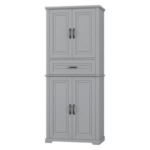 Bathroom Storage Cabinet with Adjustable Shelves and Drawer - Gray or White