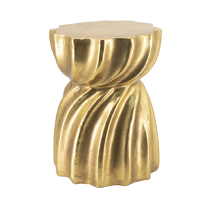 14x14x18.7' Gold Magnesium Accent Stool with Sculptural Swirl Design