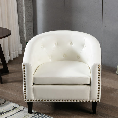 Pu leather tufted barrel chairtub chair for living room bedroom club chairs