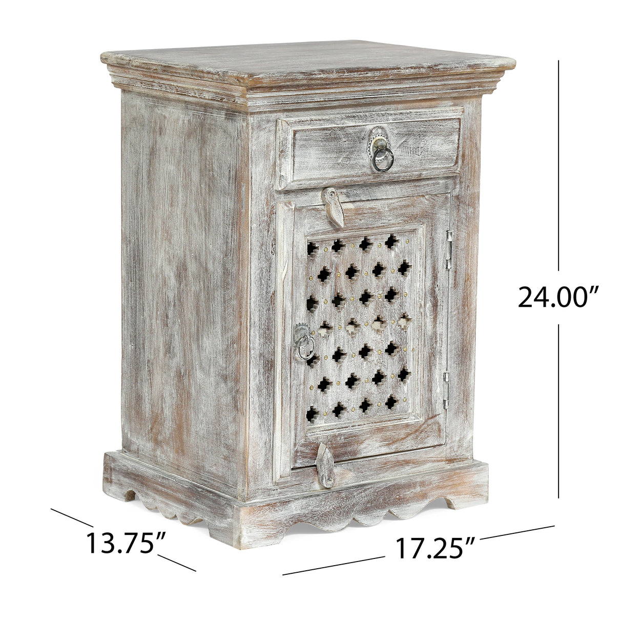 Wooden Nightstand With 1 Drawer 1 Door