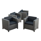 Outdoor Club Chair Set of 4 with Water Resistant Cushions