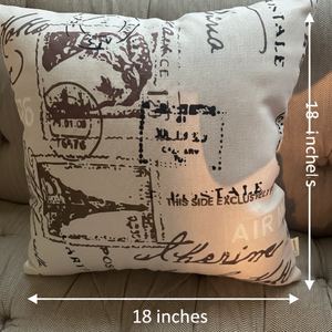 Vintage Postcard Eiffel Tower Throw Pillow Cover (With 450g insert) size 18"x18"