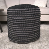 River Handcrafted Cylindrical Pouf in Water Resistant Fabric