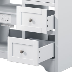 Double Sink Bathroom Vanity With Countertop, 2 Ceramic Sinks, 6 Drawers, Soft Close Design