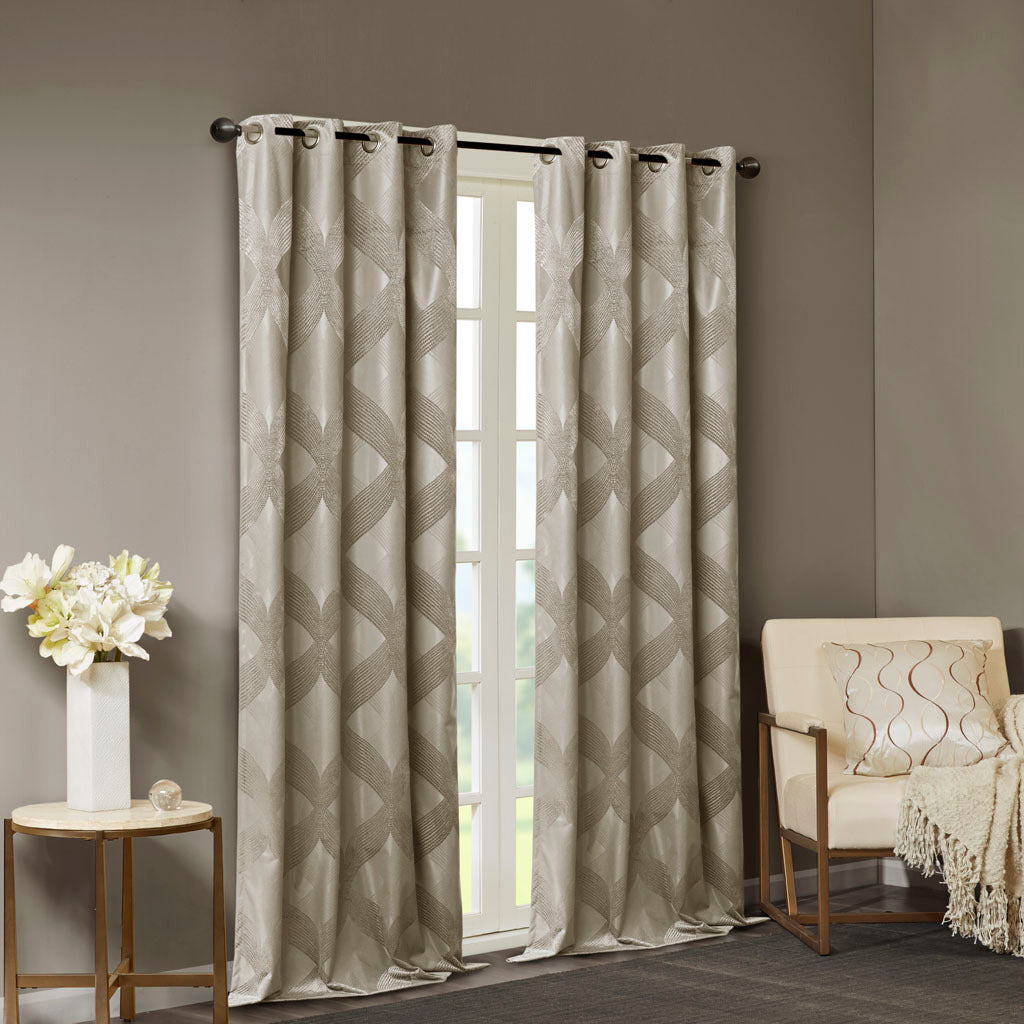 Ogee knitted jacquard total blackout curtain panel (only 1 pc panel)